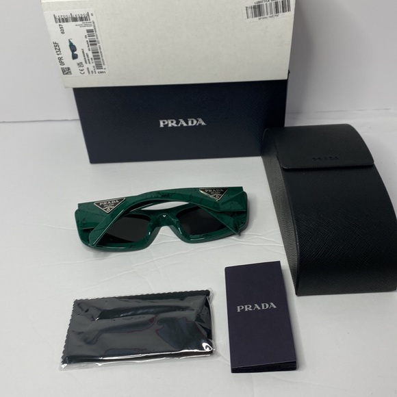 New- Prada PR13ZSF Green Marble Dark Grey Sunglasses - Picture 12 of 17